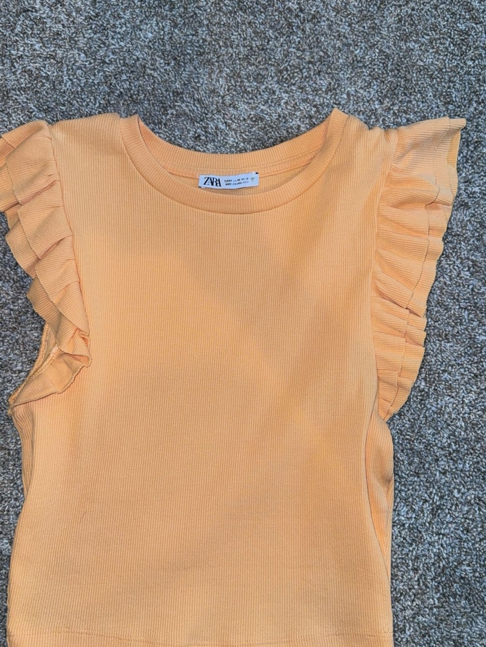 Zara Peach Ruffle-Sleeve Crop Top